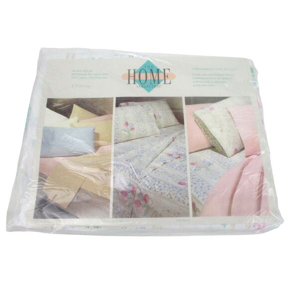 Vintage JCPenney Home Collection Floral Tulip Twin Flat Sheet USA New - Picture 1 of 4